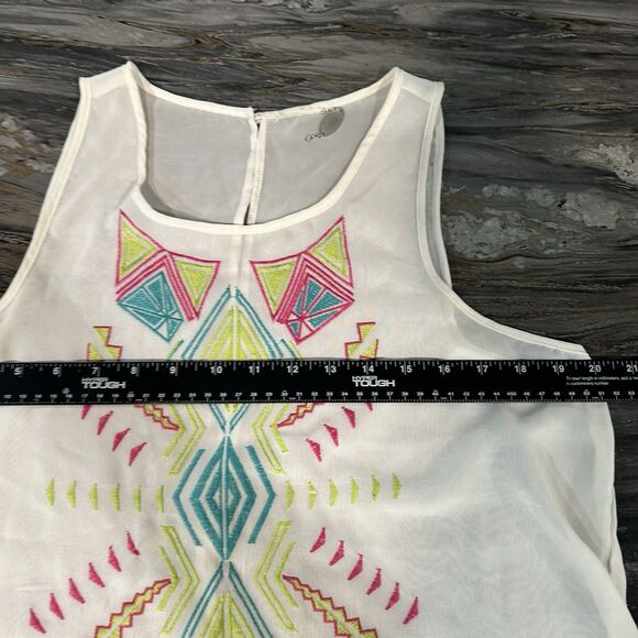 Women’s Sleeveless Tunic Top Large Sheer Embroidered Colorful Tribal Boho Hippie - Picture 3 of 7